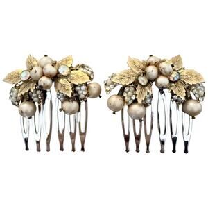 Bridal Hair Comb Vintage Gold Leaf Bronze Vintage Haskell Wedding Hairpiece